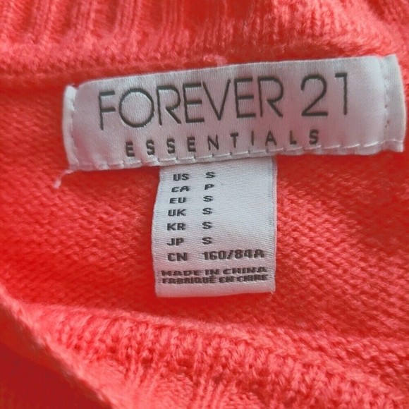 Forever 21 Crochet Knit Pullover Sweater Womens S Small Coral Preppy Acrylic - Picture 5 of 7